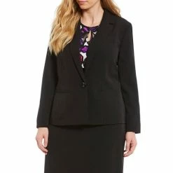 Outlet π― Kasper Plus Size Stretch Crepe Seamed Blazer Vanilla Ice β€οΈ