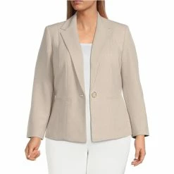 Best reviews of 🥰 Kasper Plus Size Stretch Pebble Crepe Long Sleeve Notch Collar Seamed Blazer ☀️ Summer Straw 🤩