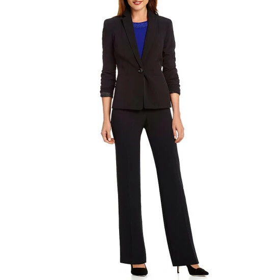 Cheap 👍 Kasper Petite Size One-Button Crepe Jacket Black ✨ - Image 3