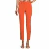 Buy 😀 Kasper Stretch Crepe Flat Front Slim Fit Straight Leg Ankle Pants Papaya 👍