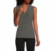 Promo ✔️ Kasper Geometric Print Knot Front Neck Sleeveless Blouse Black/vanilla Ice ⭐
