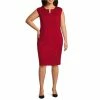 Cheapest ✔️ Kasper Plus Size Split Round Neck Sleeveless Sheath 👗 Dress Fire Red 👏