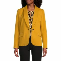 Best deal 👍 Kasper One Button Shawl Collar Long Zipper Sleeve Button Front Blazer Marigold ✨