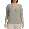 Cheap ✨ Kasper Plus Size Crew Cut-Out Twist Neck 3/4 Sleeve Top Sea Glass 😉