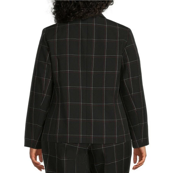 Deals π₯° Kasper Plus Size Grid Print Notch Collar Button Front Coordinating Blazer Black Multi π€© - Image 2