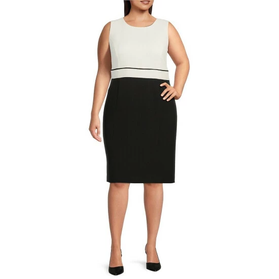 Best reviews of β€οΈ Kasper Plus Size Jewel Neck Sheath π Dress Vanilla Ice/black π