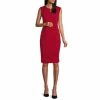 Buy 😍 Kasper Split Jewel Neck Sleeveless Ponte Satin Sheath 👗 Dress Fire Red 🧨
