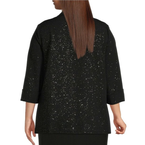 Outlet 💯 Kasper Sparkle Shawl Collar Neck Open Front Cardigan Black/silver 🌟 - Image 2