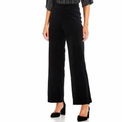 Hot Sale π Kasper Stretch Velvet Wide Leg Pull-On Pants Black π₯