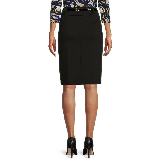 Best Sale 𧨠Kasper High Waisted Belted Ponte Straight π Skirt Black π€© - Image 2