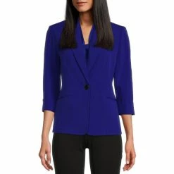 Brand new βοΈ Kasper Notch Lapel One Button 3/4 Roll-Tab Sleeve Blazer Royal Blue π