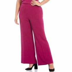 Discount โ๏ธ Kasper Plus Size Wide Leg High Rise Flat Front Crepe Pants Cerise ๐ฅฐ