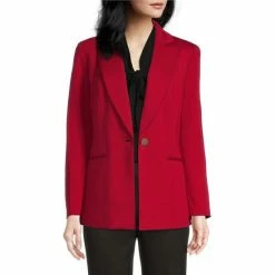 Top 10 ✨ Kasper Notch Collar Button Front Blazer Fire Red 😍