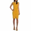 Best Sale 👏 Kasper Petite Size Jewel Neck Sleeveless Snap Sheath 👗 Dress Marigold 🎁