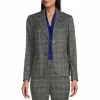 New ✔️ Kasper Glen Plaid Print Two Button Notch Lapel Long Sleeve Blazer Royal Blue Combo 😍