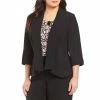Discount 😍 Kasper Plus Size Crepe 3/4 Sleeve Open Front Jacket Black 👏