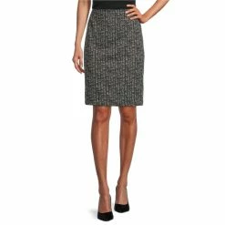 Flash Sale ✨ Kasper Jacquard Elastic Waist Pull-On Pencil 👗 Skirt Black/vanilla Ice 😀