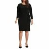 Brand new 🧨 Kasper Plus Size Tie Front Sheath Jewel Neck Long Sleeve 👗 Dress Black ⌛