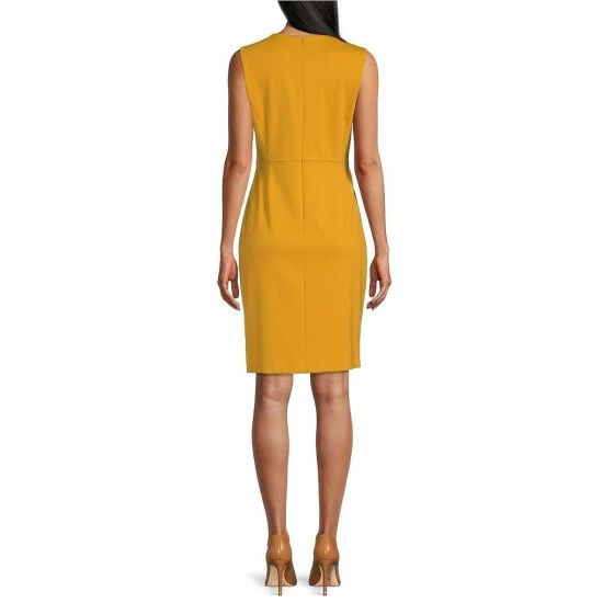 Cheap ๐ Kasper Jewel Neck Sleeveless Asymmetrical Snap Sheath ๐ Dress Marigold ๐ - Image 2