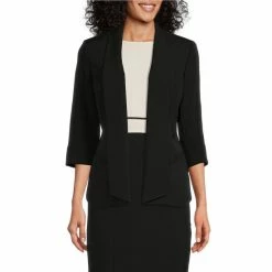 Best reviews of ✨ Kasper Shawl Lapel Neck Long Sleeve Open Front Jacket Black 🔥