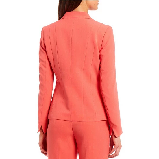 Best Sale ๐ Kasper Petite Size Notch Lapel One Button Long Sleeve Seamed Jacket Luxe Salmon โ - Image 2