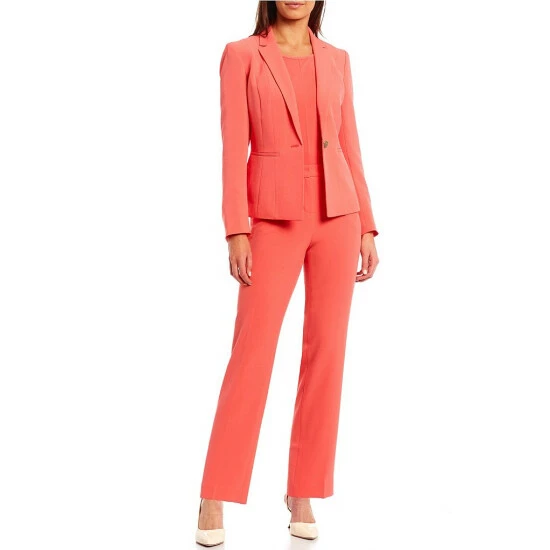 Best Sale ๐ Kasper Petite Size Notch Lapel One Button Long Sleeve Seamed Jacket Luxe Salmon โ - Image 3