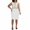 Wholesale 🎉 Kasper Plus Size Stretch Crepe Scoop Neck Sleeveless Combo Framed Coordinating Sheath 👗 Dress Vanilla Ice/black 🎉