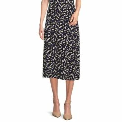 New 😍 Kasper Floral Print Midi 👗 Skirt Navy Multi ⭐