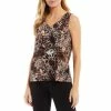 Hot Sale ⭐ Kasper Sleeveless Animal Printed V-Neck Tank Chocolate/doe Combo ⌛