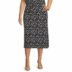 Best Pirce 🎉 Kasper Plus Size Floral Print Midi 👗 Skirt Navy Multi 🤩