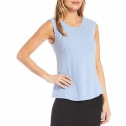 Flash Sale 🎁 Kasper Sleeveless Princess Seam Crew Neck Knit Pullover Top California Sky 🎉