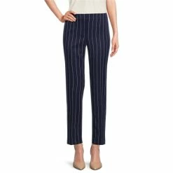 Budget 😀 Kasper Petite Size Pinstripe Slim Pants Navy/vanilla Ice 😉