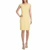 Best deal 🌟 Kasper Petite Size Stretch Crepe Split Round Neck Sheath 👗 Dress Pale Yellow 🤩