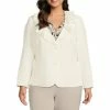 Cheap ✔️ Kasper Plus Size Ruffle Front Crepe Jacket Vanilla Ice ✨