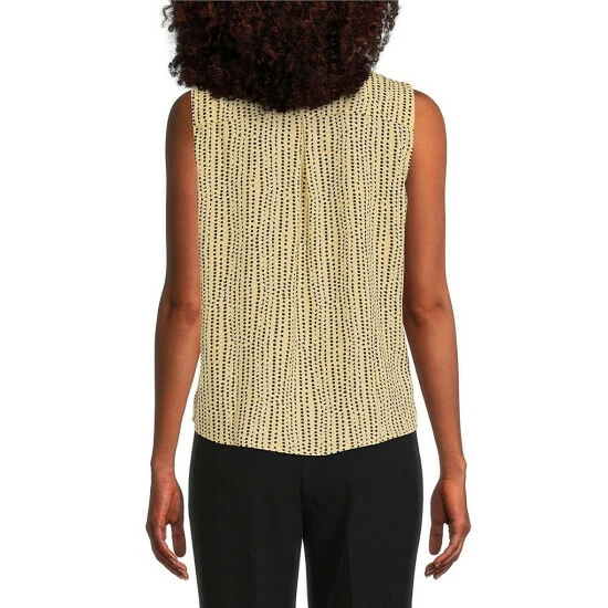 Hot Sale βοΈ Kasper Keyhole Sleeveless V-Neck Cami Pale Yellow Multi β - Image 2