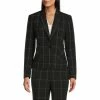 Cheap ✔️ Kasper Petite Size Notch Collar Long Sleeve Patch Pocket One Button Blazer Black Multi 🥰