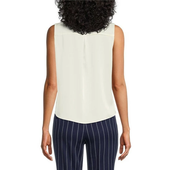 Deals 🥰 Kasper Petite Size Satin V-Neck Keyhole Tank Top Vanilla Ice 🥰 - Image 2