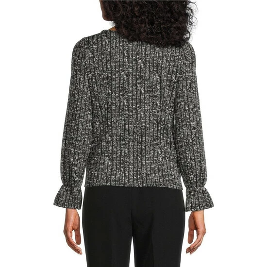 Wholesale π Kasper Long Cuffed Sleeve Boat Neck Pullover Blouse Black/vanilla Ice π― - Image 2