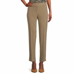 Budget 🥰 Kasper Pebble Stretch Crepe Slim Straight Leg Ankle Pants Cypress Grey 🎉