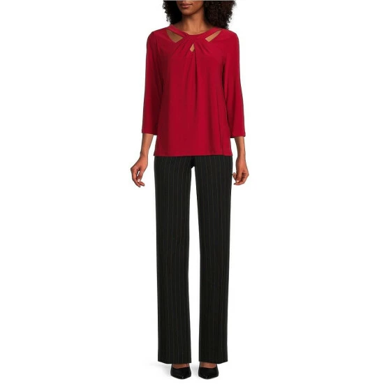 Coupon π Kasper Twist Crew Neck 3/4 Sleeve Top Fire Red β¨ - Image 3