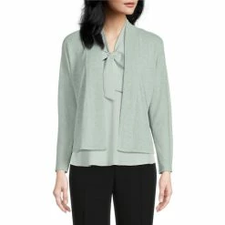 Budget ✔️ Kasper Onion Skin Long Dolman Sleeve Shawl Collar Open Front Cardigan Kiwi ❤️