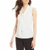 Best reviews of 🔔 Kasper Tie V-Neck Sleeveless Crepe De Chine Top White 🎉