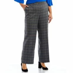 Best reviews of 🔥 Kasper Plus Size Glen Plaid Pull-On Wide Leg Pants Blue Ribbon Combo 💯