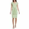 Buy 🧨 Kasper Asymmetrical V-Neck Cap Sleeve Tie Belt Pencil 👗 Dress Kiwi 🌟
