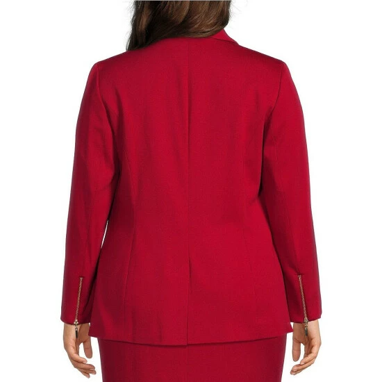 Deals ๐ Kasper Plus Size One Button Notch Lapel Blazer Fire Red โ - Image 2