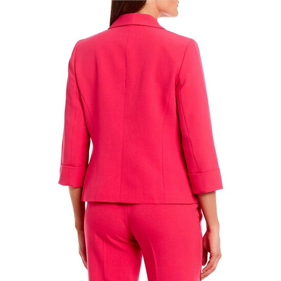 Deals โ๏ธ Kasper Petite Size Stretch Crepe Shawl Collar Open Front 3/4 Rolled Sleeve Jacket Pink Perfection ๐ - Image 2