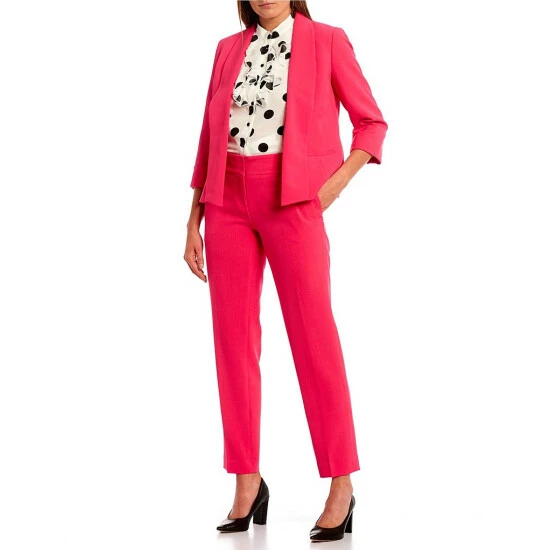 Deals โ๏ธ Kasper Petite Size Stretch Crepe Shawl Collar Open Front 3/4 Rolled Sleeve Jacket Pink Perfection ๐ - Image 3