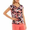 Brand new 🧨 Kasper Floral Print Short Sleeve Cowl Neck Top Luxe Salmon Combo 🛒