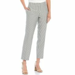 New 🔥 Kasper Petite Size Seersucker Trouser Pants Grey/white 😍