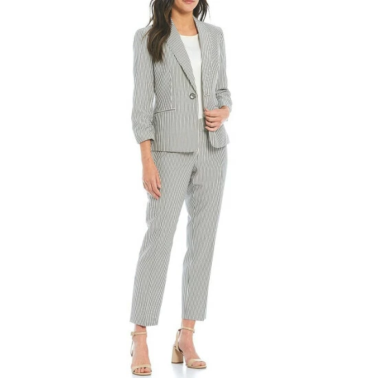 New 🔥 Kasper Petite Size Seersucker Trouser Pants Grey/white 😍 - Image 3